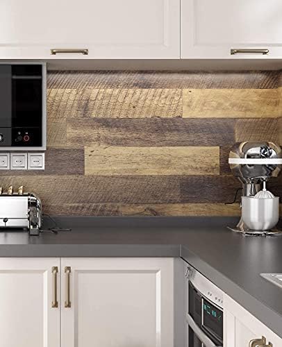 FunStick 36" x 200" Brown Shiplap Peel and Stick Wallpaper Wide Plank Wood Look - Image 5