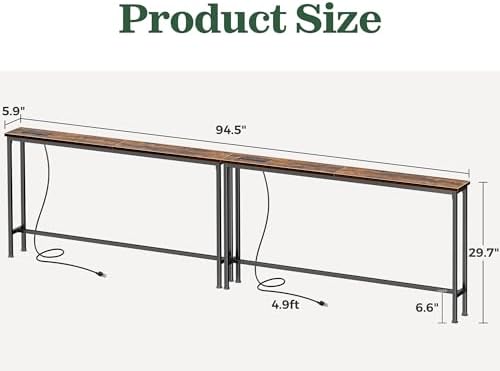 SUPERJARE 94.5 inch Narrow Behind Couch Table - Image 3