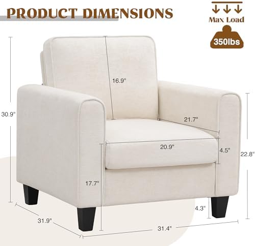 Accent Chairs for Living Room, Upholstered Living Room Chairs, Mid Century - Image 2