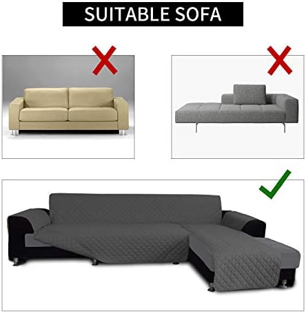 Easy-Going Reversible L-Shape Sectional Couch Cover, Dark Gray - Image 4