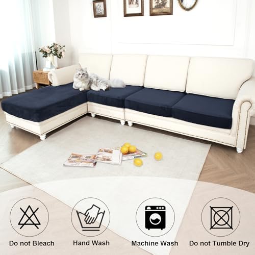 NAISI Waterproof Couch Cushion Covers Thick Velvet Fabric Washable Sofa - Image 6