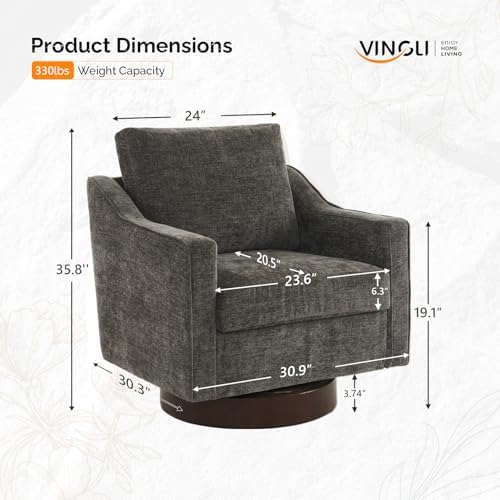 VINGLI Mid-Century Modern Swivel Accent Chairs Set of 2, 360°Upholstered - Image 2