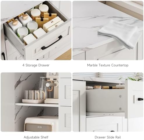 ONBRILL Kitchen Island with 2 Storage Cabinets & 4 Drawers - Image 6