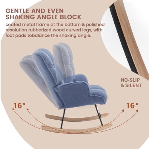 SAETSFEG Nursery Rocking Chair Teddy, Upholstered Glider Rocker - Image 4