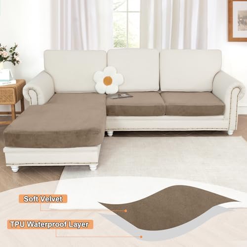 NAISI Waterproof Couch Cushion Covers Thick Velvet Fabric Washable Sofa - Image 2