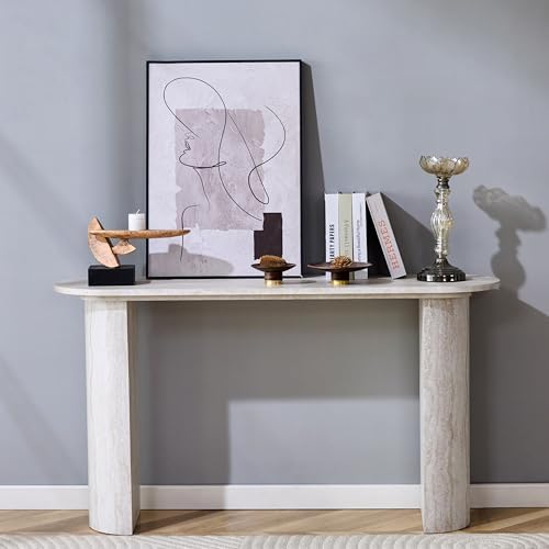 55" Faux Travertine Stone Console Table - Image 3