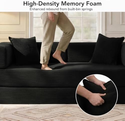 WEUP 5-in-1 Convertible Sofa Bed, Corduroy Floor Sofa Loveseat Sleeper - Image 4