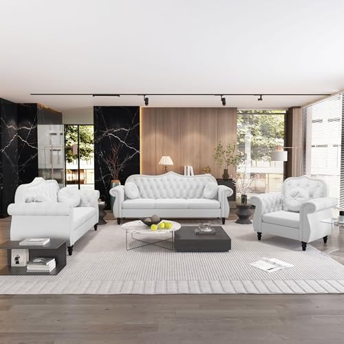 AVZEAR 60" Loveseat Sofa, Chesterfield Sofa, Mid-Century Modern Velvet - Image 6