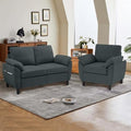 2 Piece Sectional Sofa Set, Modern Linen Small Sofa Couch by Chireca