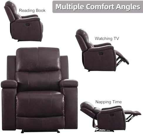 CANMOV Manual Recliner Chair, Classic Faux Leather Recliner Chair - Image 7