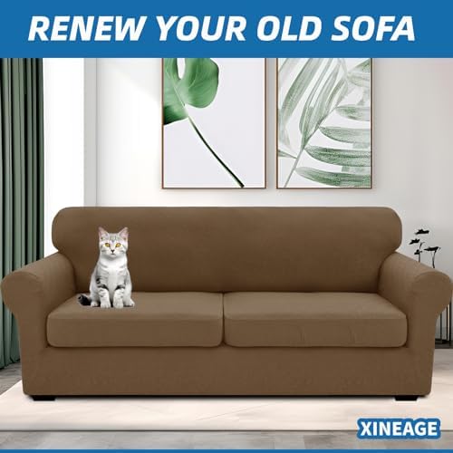XINEAGE 3-Piece Stretch Sofa Cover, Washable Couch Covers - Image 4
