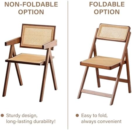 Furlide Rattan Folding Chairs Set of 2, Bamboo Dining Chairs - Image 4