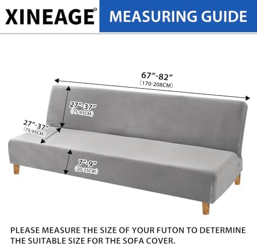 XINEAGE Velvet Armless Futon Cover, Stretch Pet Futon Slipcover, Light Gray - Image 3
