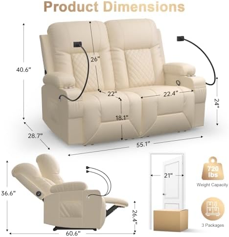 Loveseat Recliner Sofa, Home Theater Seating - Image 2