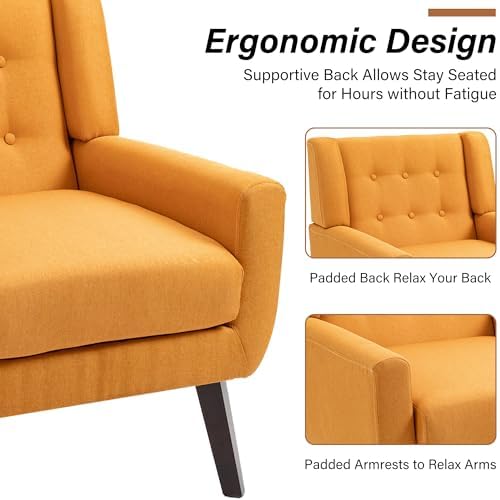 Accent Chair, Upholstered Armchair in Linen - Image 5