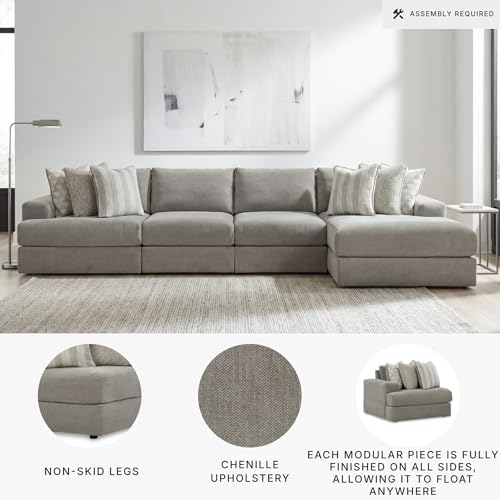 Signature Design by Ashley 4-Piece Modular Sectional Sofa, Ash Gray - Image 3