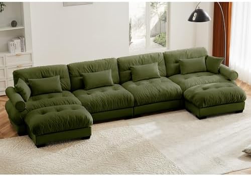 166" Modular Sectional Sofa, Velvet Upholstered Couches by Wunlerlant