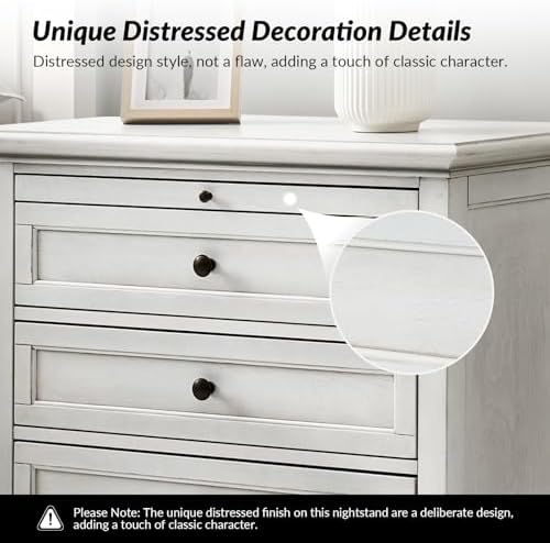 HULALA HOME Farmhouse 3 Drawer End Table - Image 3