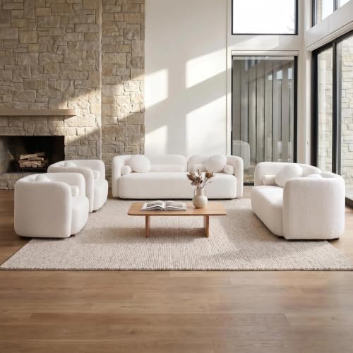 4-Piece Curved Couch Set, Sofa Loveseat & 2 Chairs - Image 3