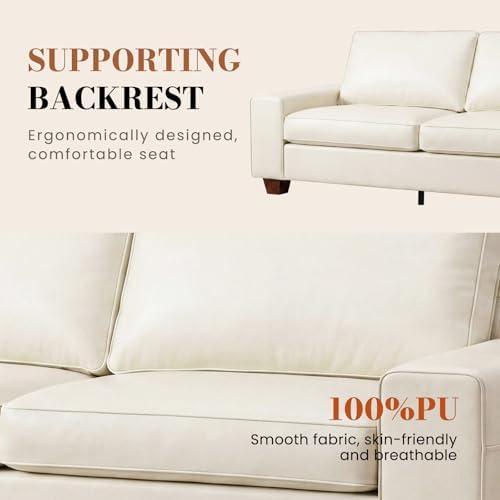 COUCHOICE Modern Faux Leather Loveseat Sofa, Compact Small Couch - Image 3