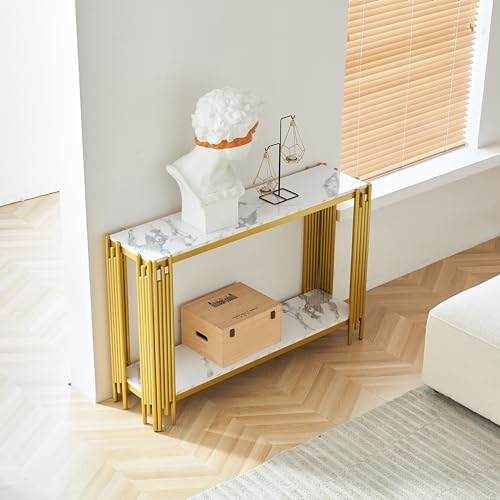 Faux Marble Console Table, Narrow Sofa Table Entryway Table Behind Sofa by Unknown