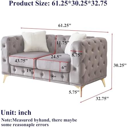 KEIKI 61" Luxury Oversized Velvet Chesterfield Sofa - Image 2