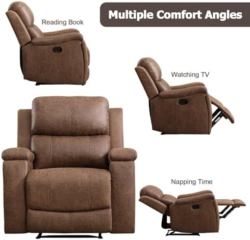 CANMOV Leather Recliner Chair Set of 2, Classic and Traditional Manual Recliner - Image 6
