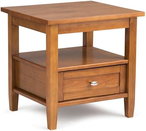 SIMPLIHOME Warm Shaker 20" Wide Solid Wood End Table in Light Golden Brown by SimpliHome