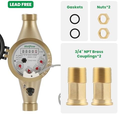 DN20 3/4"NPT Gallon Water Meter, Lead Free Meter, Cold Water Meter - Image 2