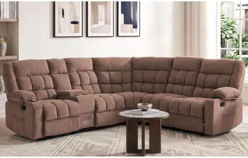 Reclining Sectional Sofa, L Shaped Recliner Couch, 6 Seater by Unknown