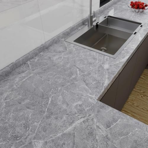 Glossy Grey Marble Contact Paper - Image 2
