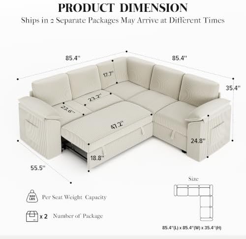 Xbrigh 85" Modular Sectional Sleeper Sofa - Image 3