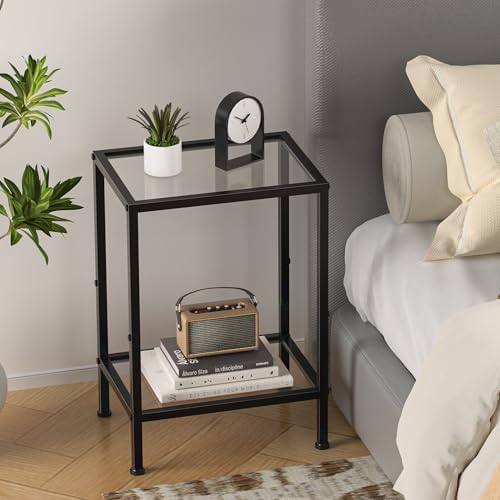 Glass Side Table, Tempered Glass End Table, 2-Tier Nightstands - Image 6
