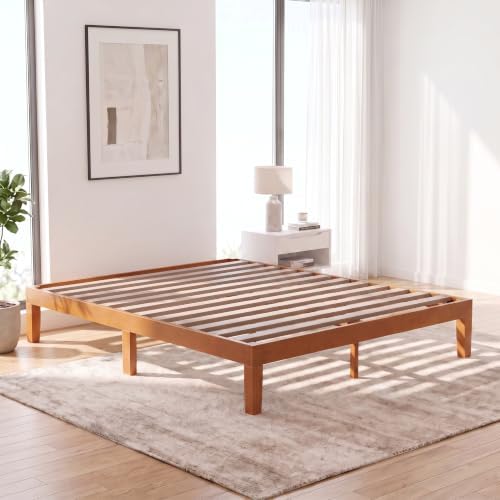 DUMOS Solid Wood Platform Queen Bed Frame, 12inch Wooden Mattress Foundation by DumosLifestyle