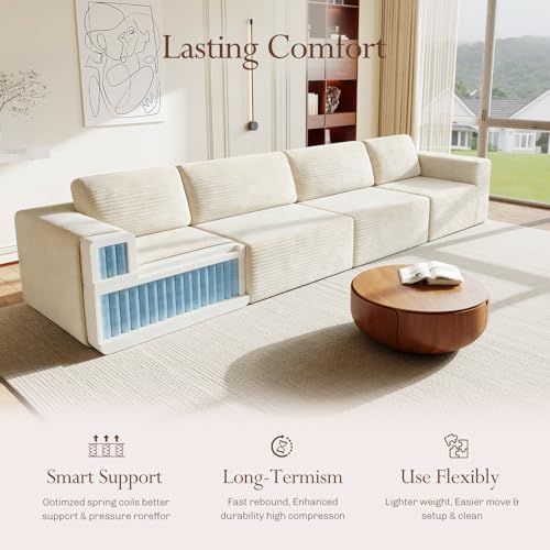 Vesgantti 159" Modular Sectional Sofa, Corduroy Cloud Couch - Image 3