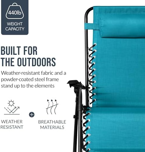 Best Choice Products Set of 2 Extra Wide Adjustable Steel Mesh Zero Gravity - Image 6