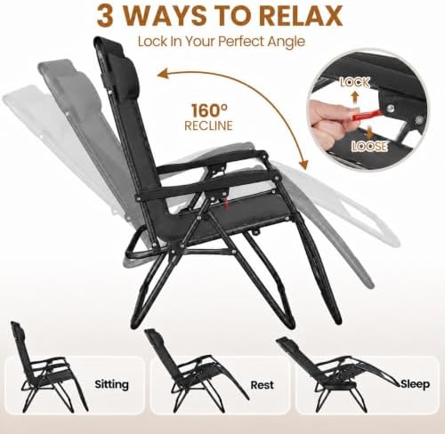 Yaheetech 26" Zero Gravity Recliners Adjustable Set of 2 - Image 4