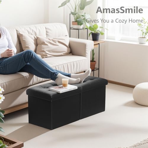 AmasSmile Footrest Ottoman Storage Bench - Image 5