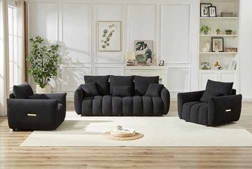 Antetek Set of 3 Teddy Fabric Sofa by Antetek