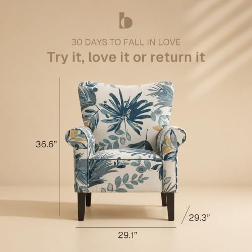 BELLEZE Modern Accent Chair, High Back Armchair, Upholstered Wingback Side Chair - Image 2