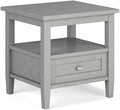 SIMPLIHOME Warm Shaker 20" Wide Solid Wood Square End Table in Fog Grey by SimpliHome