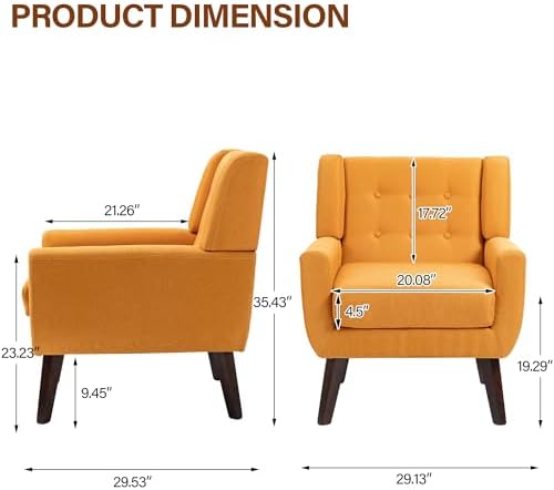 Accent Chair, Upholstered Armchair in Linen - Image 2