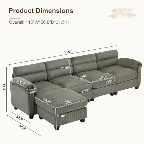 HAOMARKETS 115” Modular Sectional L Shaped Sofa - Image 2