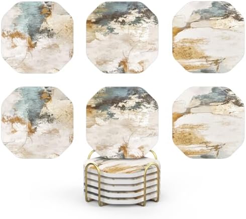 UMIRRO Absorbent Ceramic Stone Coasters Set of 6 by Umirro