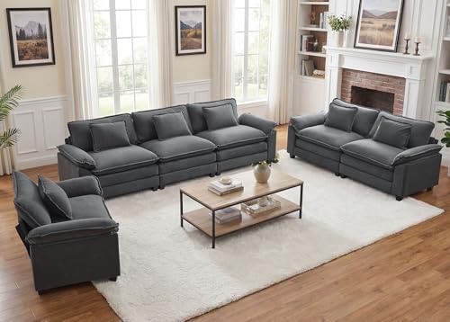 Oprisen 3 Pieces Cloud Couch Set, Upholstered Comfy Modular Sectional Sofa Deep by Oprisen