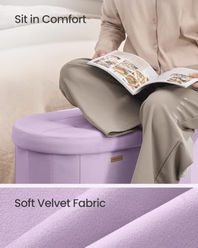 SONGMICS Folding Ottoman with Storage, Oval Bench, Velvet Fabric - Image 7