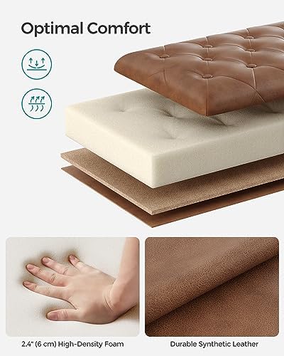 SONGMICS Storage Ottoman, 46.5 Inches Long Bed End Stool, Solid Wood Legs - Image 4