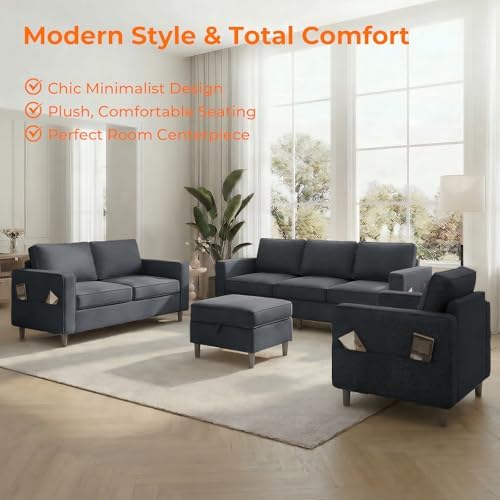 ijuicy 3PCS Sectional Sofa Set, Modern 6 Seater Couch Set - Image 3
