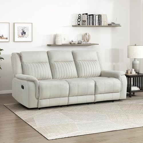Lexicon Polished Microfiber Wall Hugger Manual Double Reclining Sofa by Lexicon