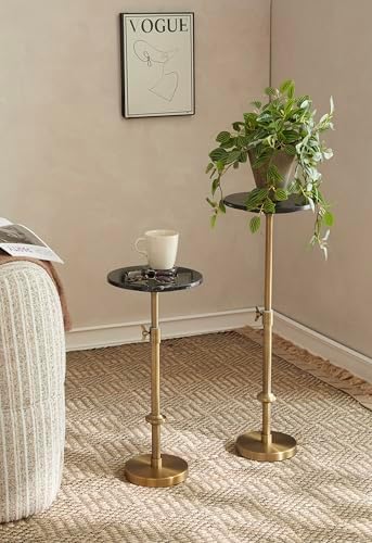 Adjustable 10" Black Marble Drink Table - Image 4